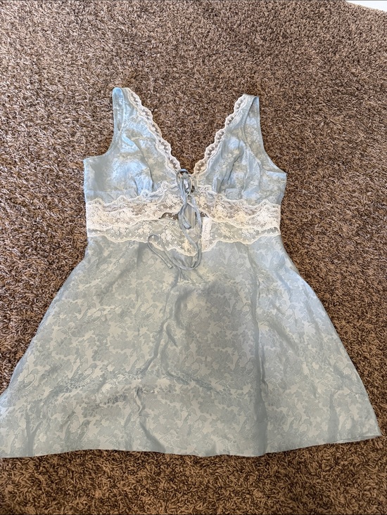 For Love And Lemons Dresses & Skirts - Love and lemon Light Blue Lace-Trim Slip Dress